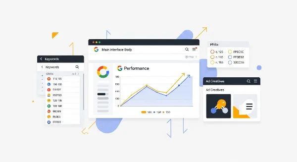 Tableau de bord Google Ads affichant des statistiques de performance et des campagnes publicitaires.